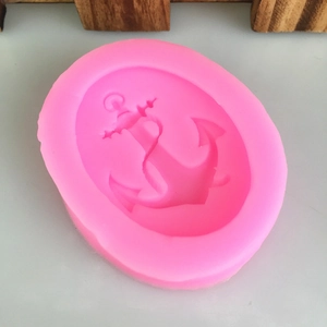 Pink silicone mold with anchor design for DIY fondant cakes and handmade soap making