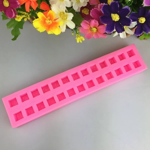 Pink 26-cavity 3D square alphabet liquid silicone mold for DIY soap and chocolate