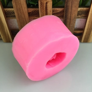 Pink 3D flower poppy shaped silicone mold for DIY candles, soap, and cake baking