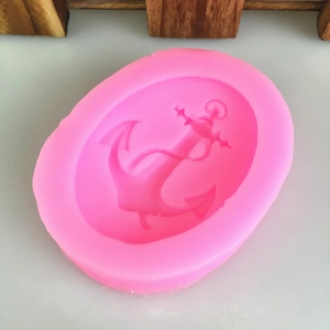 Pink silicone pirate anchor mold for DIY fondant cake decoration and soap making
