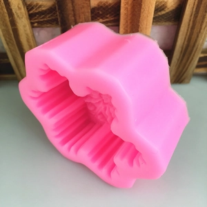 Pink silicone snowflake flower mold for handmade soap, candles, and baking cakes