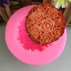 Large 3D Rose Bouquet Flower Ball Silicone Mold For Cake Decorating DIY Handmade Soap Candle Craft Fondant Baking Tool