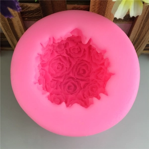 Pink silicone mold featuring a large rose bouquet design for cake decor and soap making
