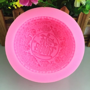 Pink silicone mold featuring traditional Chinese character design for cakes and soap