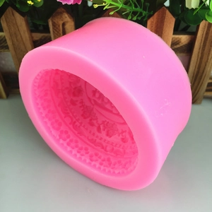 Pink liquid silicone mold with traditional Chinese flower pattern for cakes and soaps