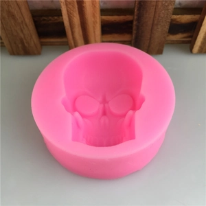 Moule en silicone crâne 3D rose pour gâteaux fondant et chocolat de Halloween DIY