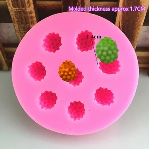 Silicone raspberry fruit mold for DIY fondant and cake decorating with berry cavities