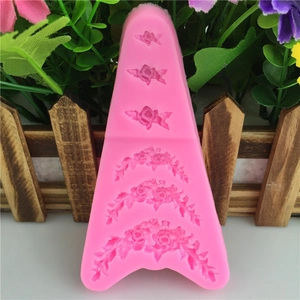 Pink 3D flower bouquet silicone mold for DIY fondant cake baking decoration