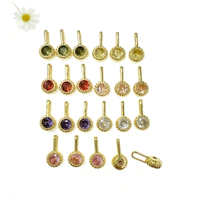 Copper Round Zirconia Mini Pendant DIY Jewelry Accessories 18k Gold Plated Colorful Gemstone Charm For Necklace Bracelet Making Materials