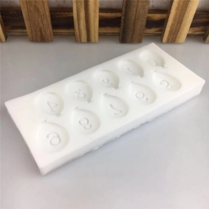 White silicone mold for 0-9 balloon number fondant cake decorations and DIY crafts
