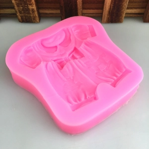 Pink silicone baby dress fondant mold for DIY cake decorating and soap making