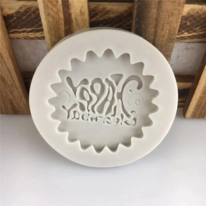 Round happy birthday silicone mold for chocolate and fondant with decorative wavy edges