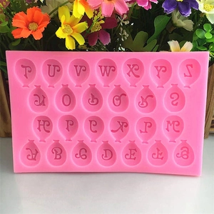 Pink silicone balloon-shaped 26 uppercase alphabet mold for cake baking and DIY crafts