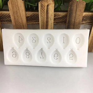 White 0-9 number balloon shaped silicone mold for DIY fondant cake decorating and baking