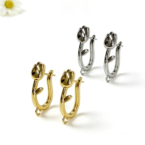 Detailansicht tulpenförmiger Ohrhaken in Gold und Silber für DIY-Schmuckherstellung