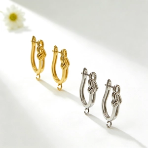 Ganci per Orecchini a Nodo di Cuore in Ottone per Creazione Gioielli Placcati in Oro 18K Fermagli per Orecchini a U per Fai da Te