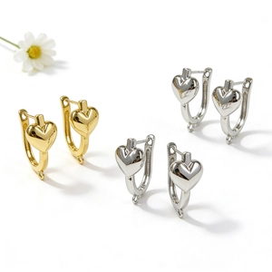 Messing Hart Oorbel Sluitingen U-Vormige Creolen Voor DIY Sieraden Maken Goud Zilver Verguld Gladde Afwerking Accessoires