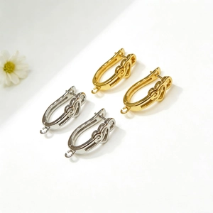 Ganci per orecchini a cuore a forma di U in oro e argento per gioielli fai-da-te