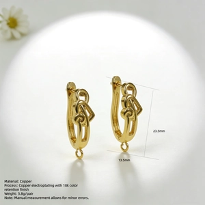 Orecchini a cuore dorati a forma di U con placcatura 18k e design a spirale per DIY