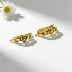 Ganci per orecchini a nodo di cuore in oro 18K con anello per gioielli DIY