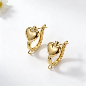Gouden hartvormige U-type oorhaken met gepolijste afwerking voor DIY-sieraden maken
