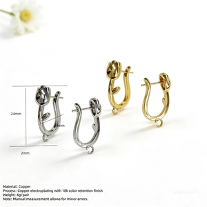 U-förmige Tulpenblüten-Ohrhaken aus Gold und Silber Kupfer mit 18K Vergoldung
