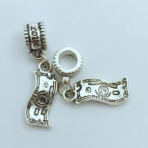 Vintage silver dollar sign charms with 'Love' engraving for DIY jewelry making
