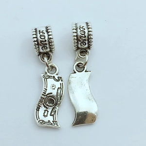 Vintage alloy dollar sign pendant set with Love engraved barrel bead for DIY jewelry