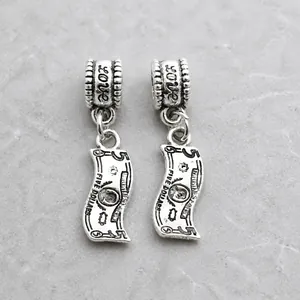Vintage Alloy Dollar Bill Charm LOVE Letter Pendant Antique Silver DIY Jewelry Accessories For Bracelet Necklace Making
