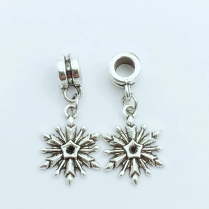 Polished silver snowflake charms set for DIY jewelry making and bracelet accessories