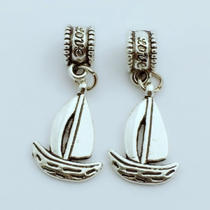 Vintage Antiek Zilveren Legering Zeilboot Hanger Met Love Inscriptie Voor DIY Ketting Armband Sieraden Maken Accessoire