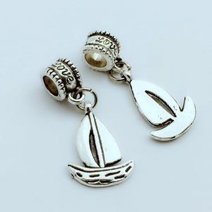 Vintage zilveren zeilboot bedeltjes met gegraveerde Love kralen voor DIY sieraden maken