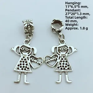 Vintage Legierung Mädchen Anhänger für DIY Schmuckherstellung mit Herz Detail