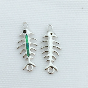 Colgante de espina de pescado con ópalo plateado para creación de joyas DIY