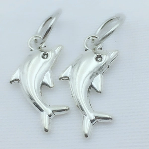 Vintage Legierung Silber Delfin Anhänger Ohne Kette Strass Auge Metall Tier Charm Für DIY Schmuckherstellung Zubehör