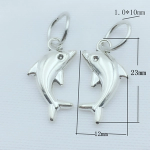 Vintage Delfin-Anhänger aus Silber mit funkelnden Strasssteinen für DIY-Schmuck