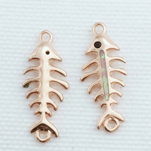Colgantes de espina de pescado en oro rosa y opale para creación de joyas DIY personalizadas