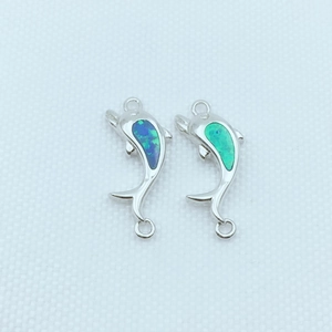 Gold Plated Copper Dolphin Connector With Synthetic Opal Inlay For DIY Jewelry Making Bracelet Necklace Finding