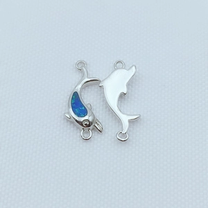 Dolphin jewelry connectors with blue opal stone for DIY bracelet and necklace making