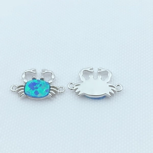 Connecteur crabe en opale plaqué or avec deux boucles pour bijoux DIY artisanaux