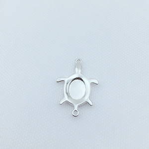 Connecteur tortue marine en argent avec serti opale pour bracelet fait main