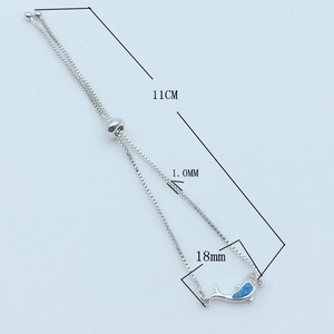 Dolphin opal charm connector bracelet in gold-plated copper with adjustable box chain