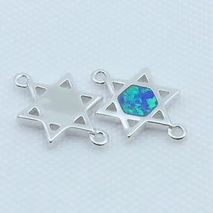 Hollow hexagram opal connector charms for DIY bracelets and necklaces jewelry making