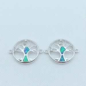 Lebensbaum Schmuckverbinder Und Verstellbares Schiebearmband Kupfer Synthetischer Opal Strass Hohles DIY Zubehör