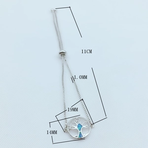 Silbernes Lebensbaum-Armband mit Opal-Stein und verstellbarer Box-Kette für Damen