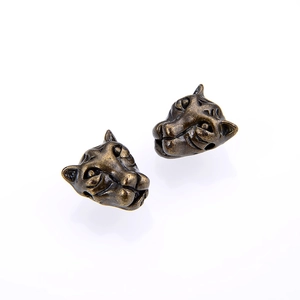 Vintage bronze tiger head alloy beads for DIY jewelry making and bracelet crafts