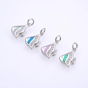 Lindo Colgante Atún de Cobre Con Incrustación de Ópalo Artificial Diamantes de Imitación para Joyería DIY Mujer Pez Charm