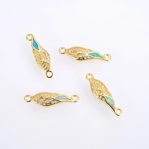 Flügel-Schmuckverbinder aus Gold mit Opal und Zirkonia für DIY-Halsketten und Armbänder