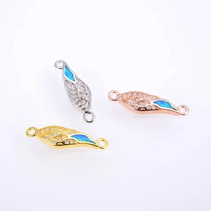Drei Farben Flügel-Verbinder für Schmuckherstellung mit Opal und Zirkonia in Gold und Silber