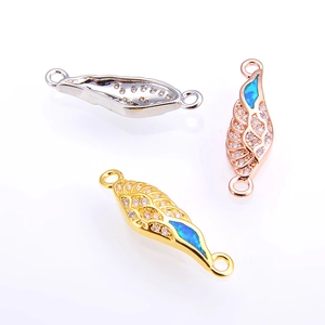 Flügel-Verbindungsstücke aus Kupfer mit Opal und Zirkonia in Gold, Silber und Roségold für DIY